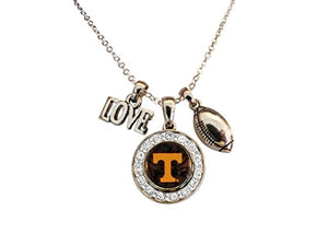 Tennessee Volunteers Multi Charm Black Orange & Silver Love TN Vols Football Necklace Jewelry