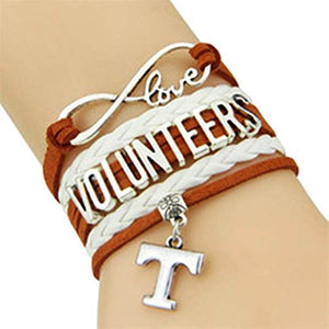 Modern, Trendy, Tennessee Vols Silver Toned Bracelet with UT Charm